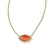 Kendra Scott Necklaces | Baroque Elisa Vintage Gold Pendant Necklace In Orange Banded Agate