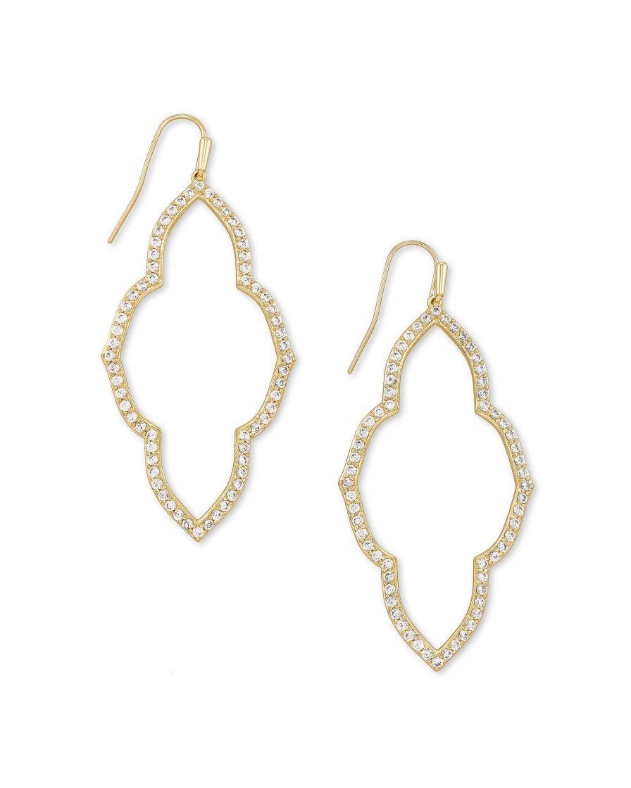 Kendra Scott Earrings | Abbie Gold Open Frame Earrings In White Crystal