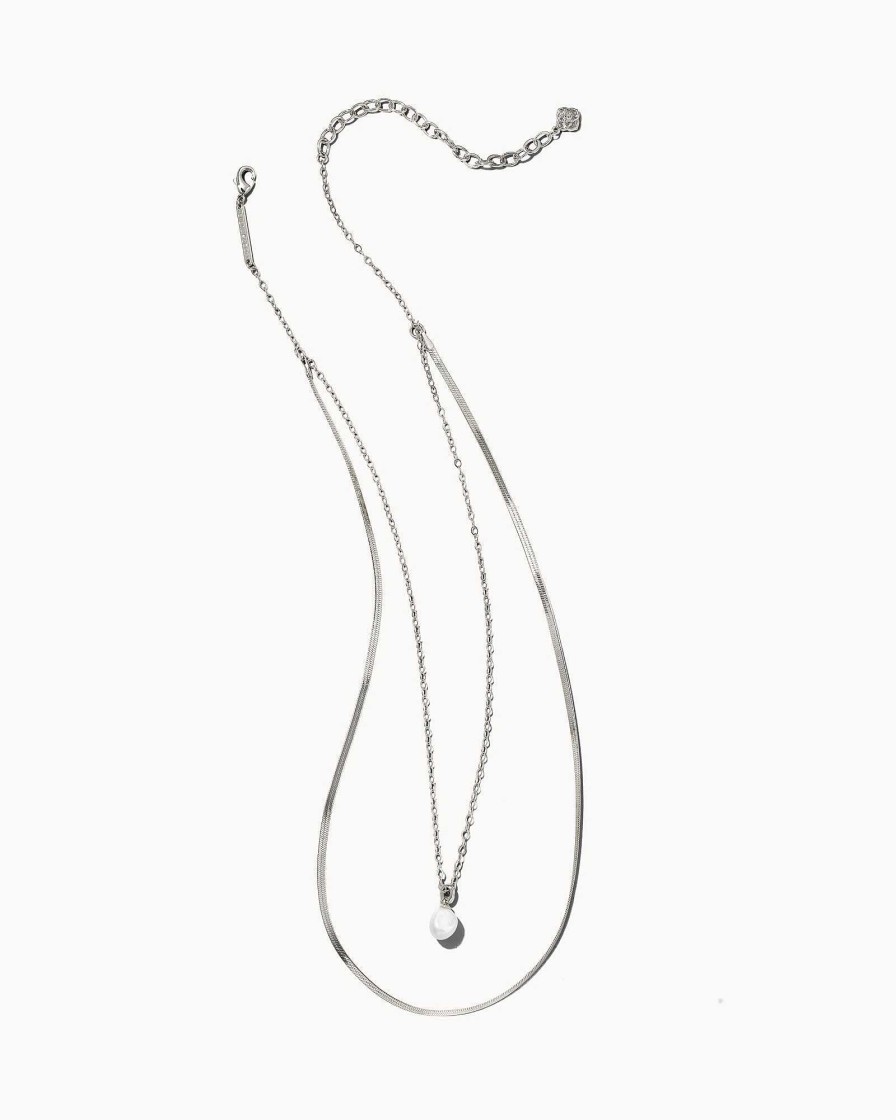 Kendra Scott Necklaces | Lindsay Silver Multi Strand Necklace In White Pearl