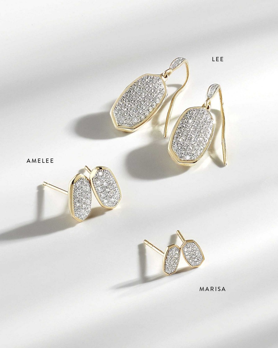 Kendra Scott Earrings | Marisa Stud Earrings In White Diamond And 14K Yellow Gold