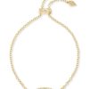 Kendra Scott Bracelets | Elaina Gold Adjustable Chain Bracelet In London Blue Glass