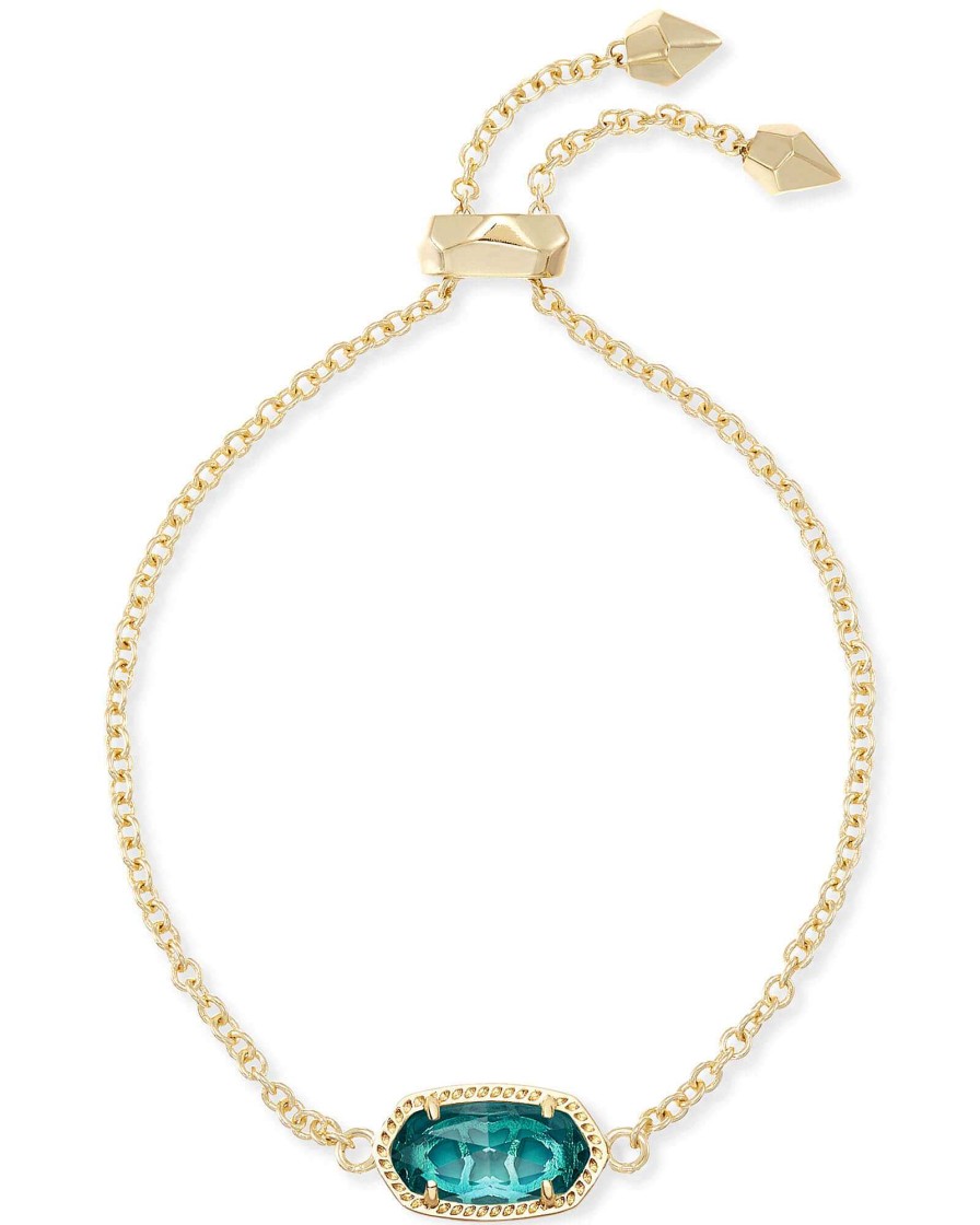 Kendra Scott Bracelets | Elaina Gold Adjustable Chain Bracelet In London Blue Glass