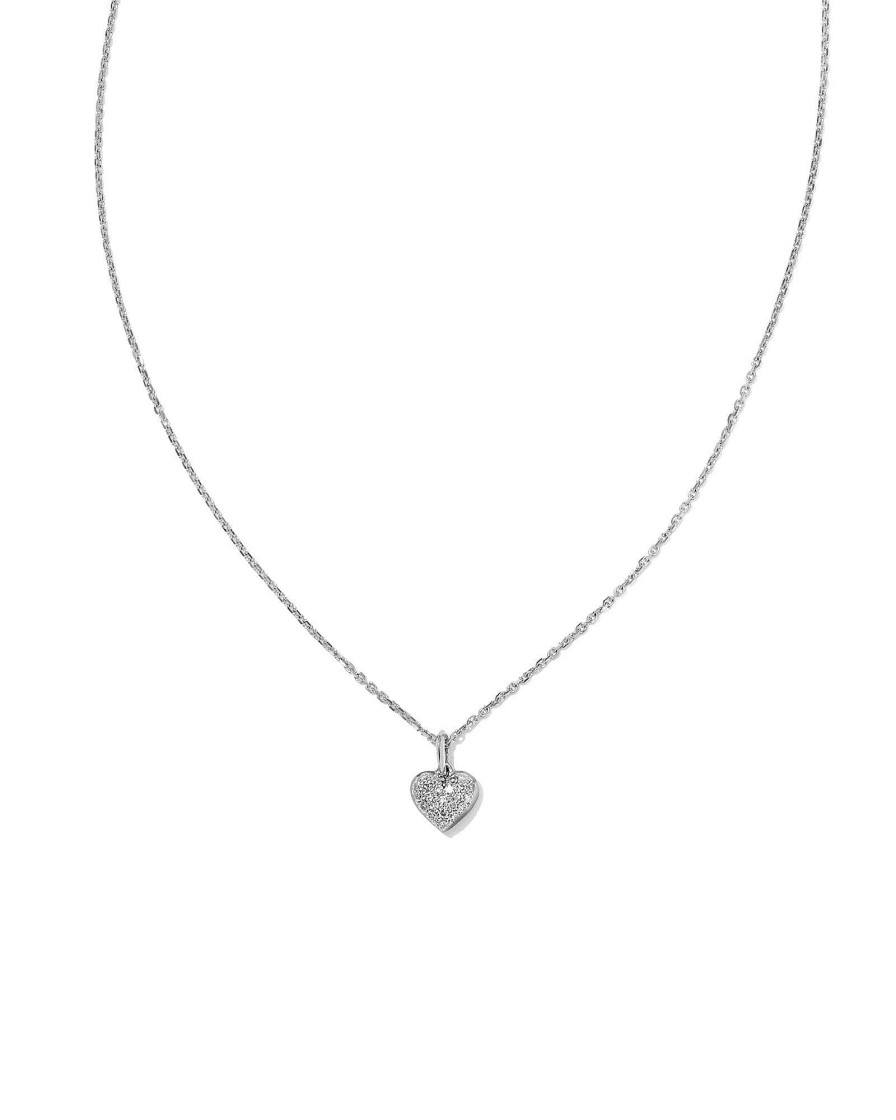 Kendra Scott Necklaces | Madeline 14K White Gold Small Pendant Necklace In White Diamond