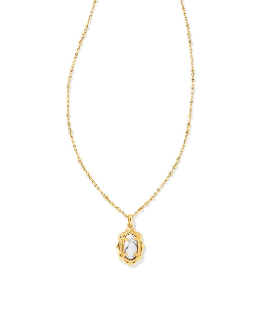 Kendra Scott Necklaces | Piper Gold Pendant Necklace In White Howlite