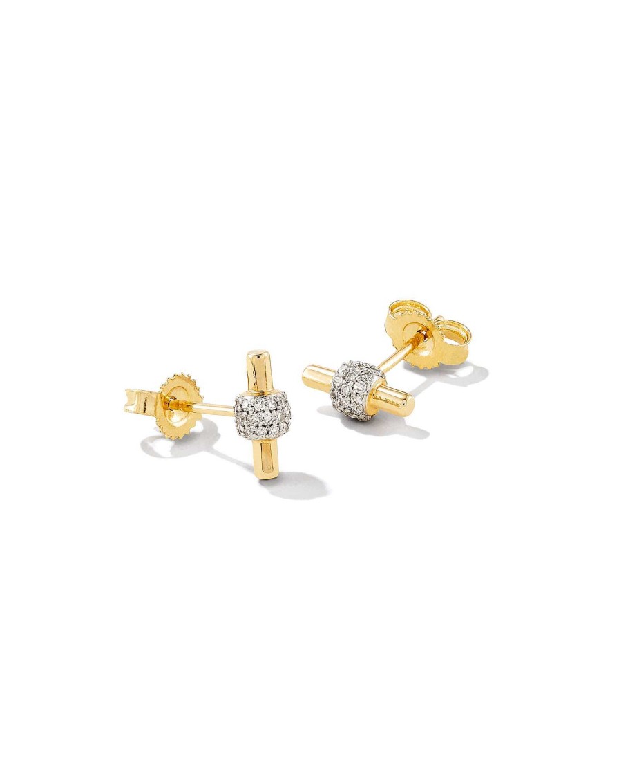 Kendra Scott Earrings | Stella 14K Yellow Gold Stud Earrings In White Diamond