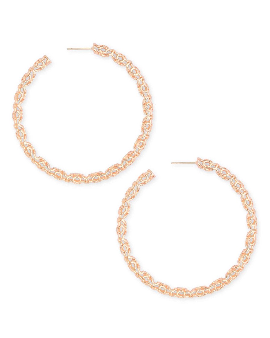 Kendra Scott Earrings | Maggie Hoop Earrings In Rose Gold Filigree