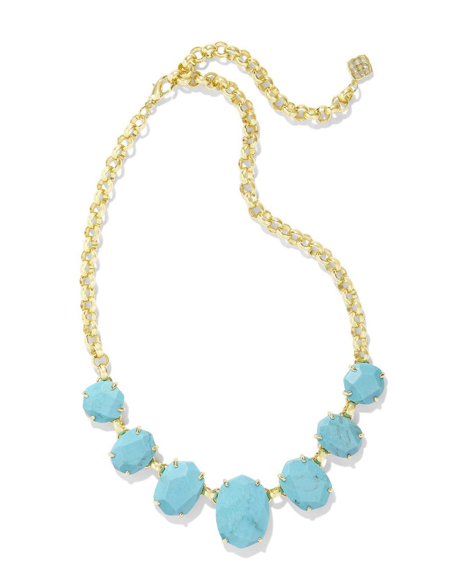 Kendra Scott Necklaces | Daphne Gold Statement Necklace In Variegated Turquoise Magnesite