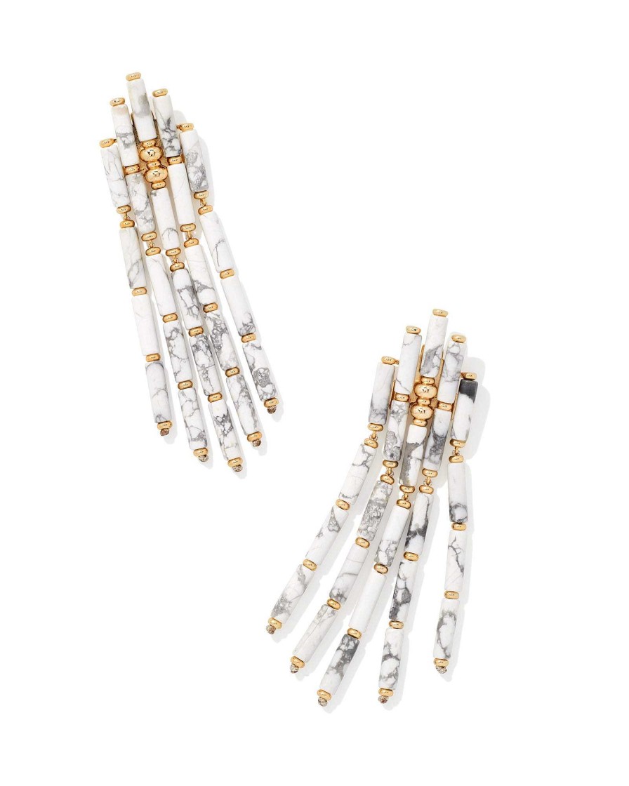 Kendra Scott Earrings | Ember Gold Statement Earrings In White Howlite