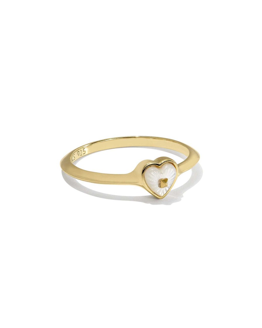 Kendra Scott Rings | Adalynn 18K Gold Vermeil Heart Band Ring In Ivory Mother-Of-Pearl