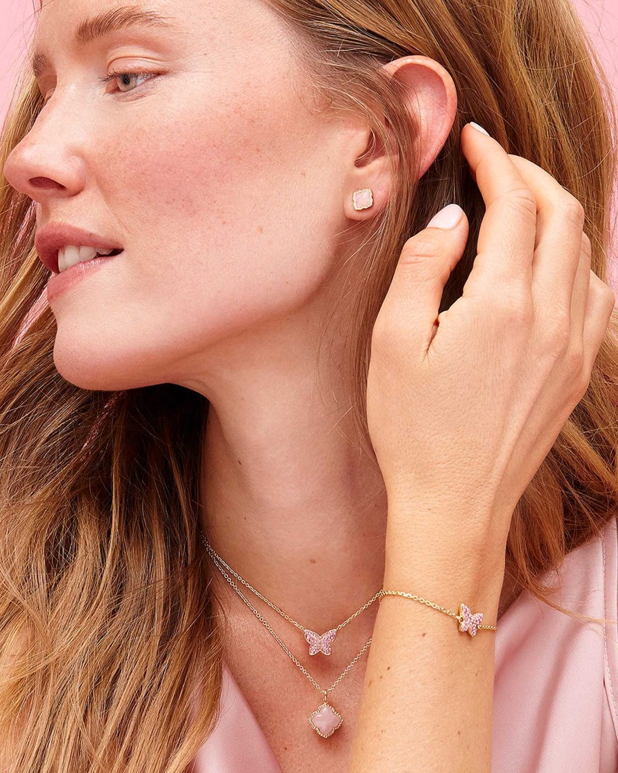 Kendra Scott Earrings | Mallory Gold Stud Earrings In Rose Quartz