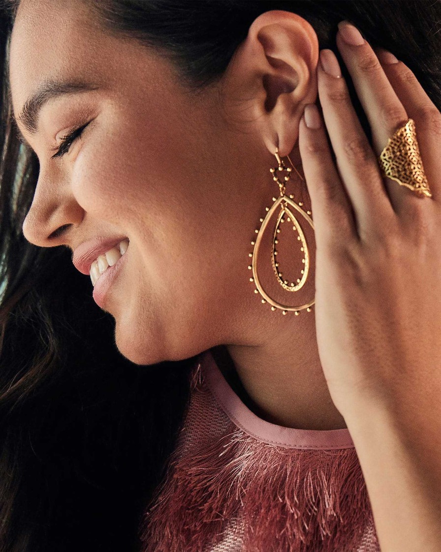 Kendra Scott Earrings | Rumer Open Frame Earrings In Vintage Gold