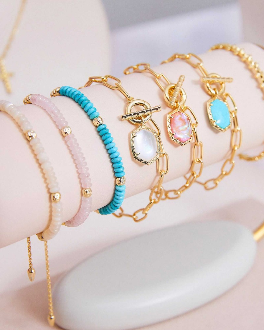 Kendra Scott Bracelets | Deliah Gold Delicate Chain Bracelet In Rose Quartz