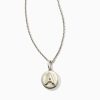 Kendra Scott Necklaces | Letter A Coin Pendant Necklace In Oxidized Sterling Silver