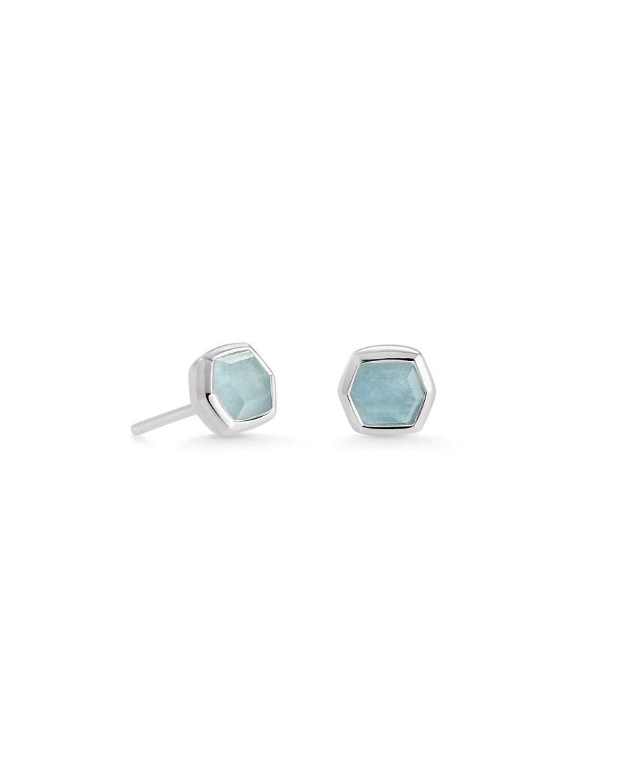 Kendra Scott Earrings | Davie Sterling Silver Stud Earrings In Aquamarine