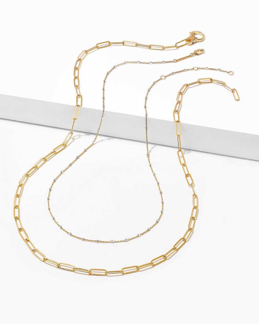 Kendra Scott Necklaces | Single Satellite And Paperclip Necklace Layering Set In 18K Gold Vermeil