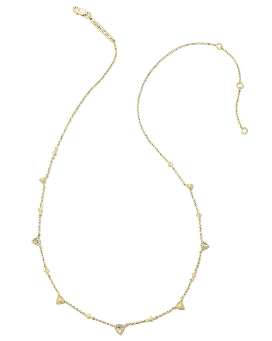 Kendra Scott Necklaces | Spencer 18K Gold Vermeil Strand Necklace In White Topaz