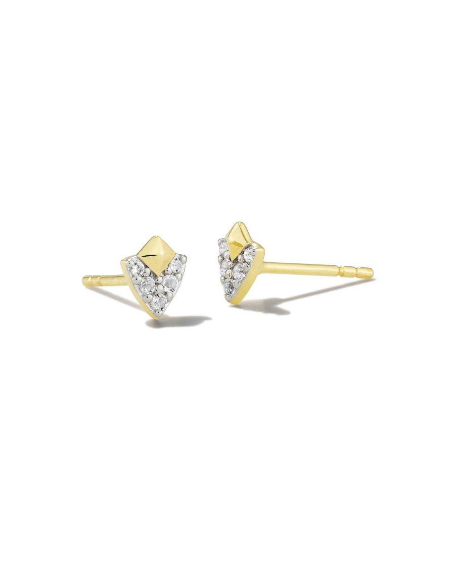 Kendra Scott Earrings | Spencer 18K Gold Vermeil Stud Earrings In White Topaz