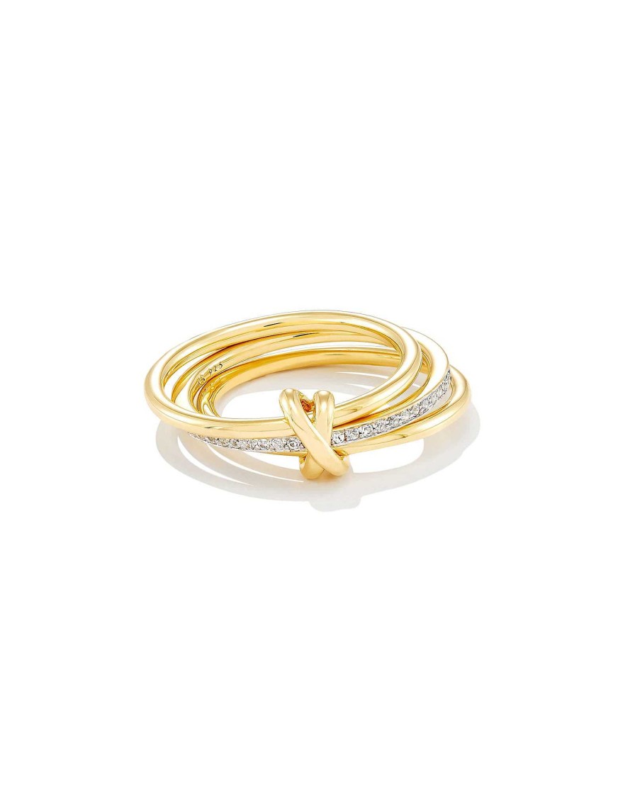 Kendra Scott Rings | Tia 18K Gold Vermeil Band Ring In White Sapphire