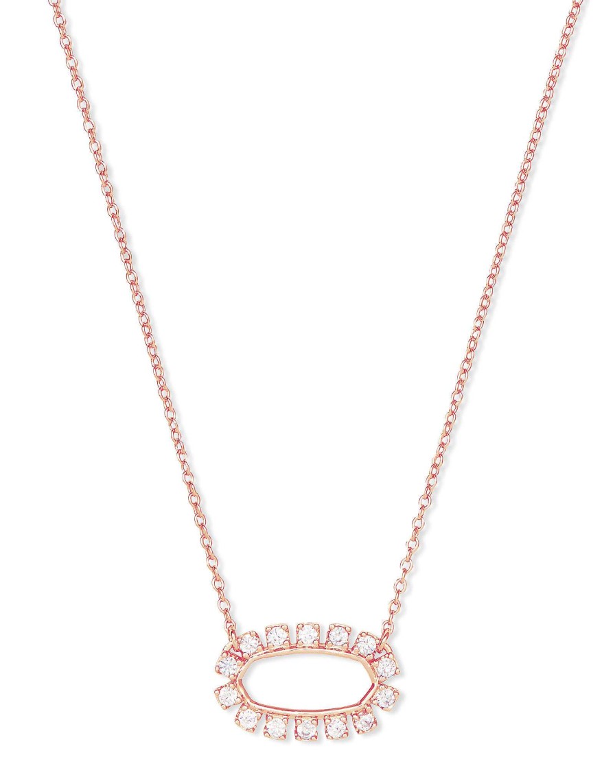 Kendra Scott Necklaces | Elisa Open Frame Crystal Pendant In Rose Gold