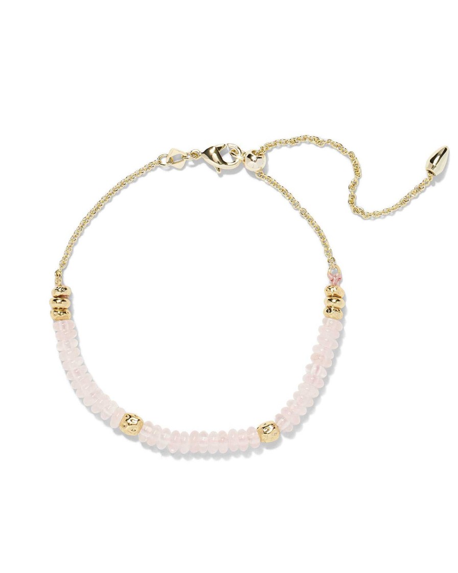 Kendra Scott Bracelets | Deliah Gold Delicate Chain Bracelet In Rose Quartz