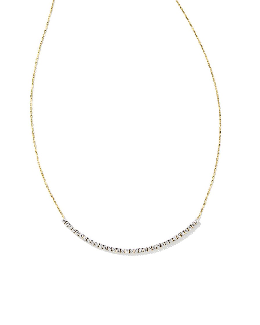 Kendra Scott Necklaces | Tennis 14K Yellow Gold Bar Necklace In White Diamond