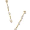 Kendra Scott Earrings | Michelle 14K Yellow Gold Linear Earrings In White Pearl