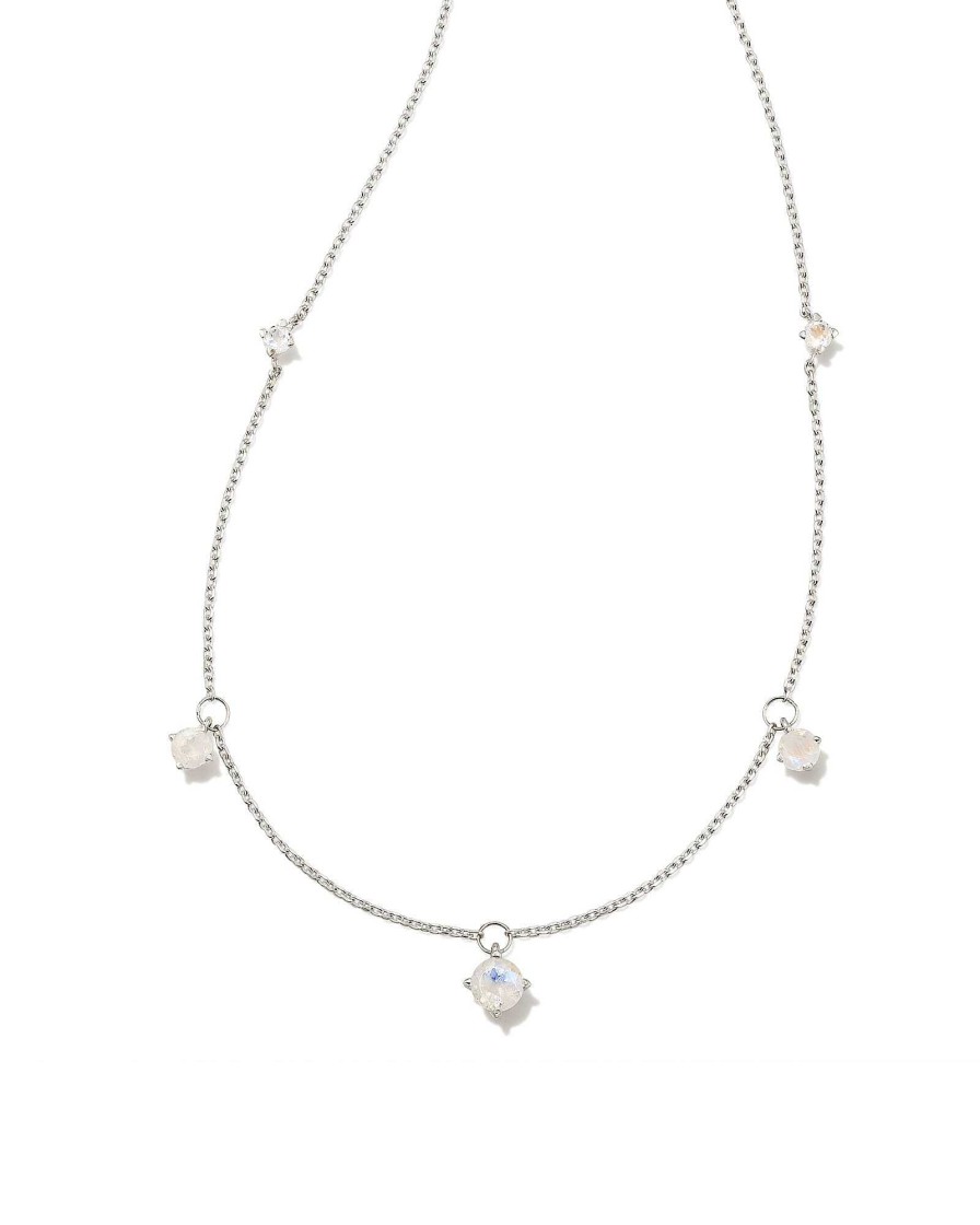 Kendra Scott Necklaces | Blakely Sterling Silver Strand Necklace In Rainbow Moonstone