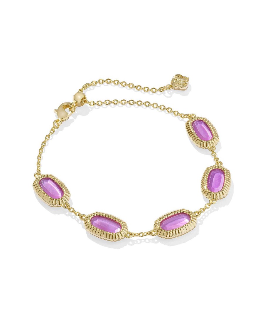 Kendra Scott Bracelets | Grayson Gold Ridge Frame Link Bracelet In Azalea Illusion