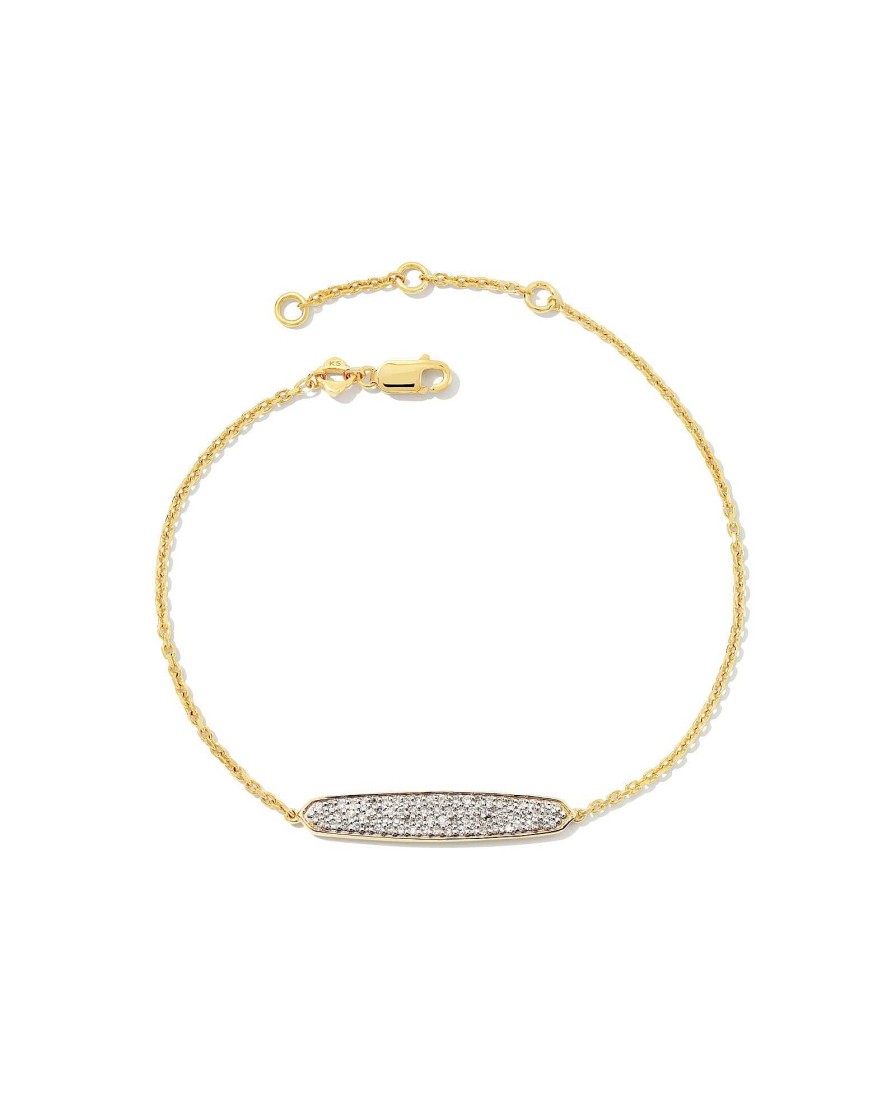 Kendra Scott Bracelets | Mattie 18K Yellow Gold Vermeil Pave Delicate Bracelet In White Diamond