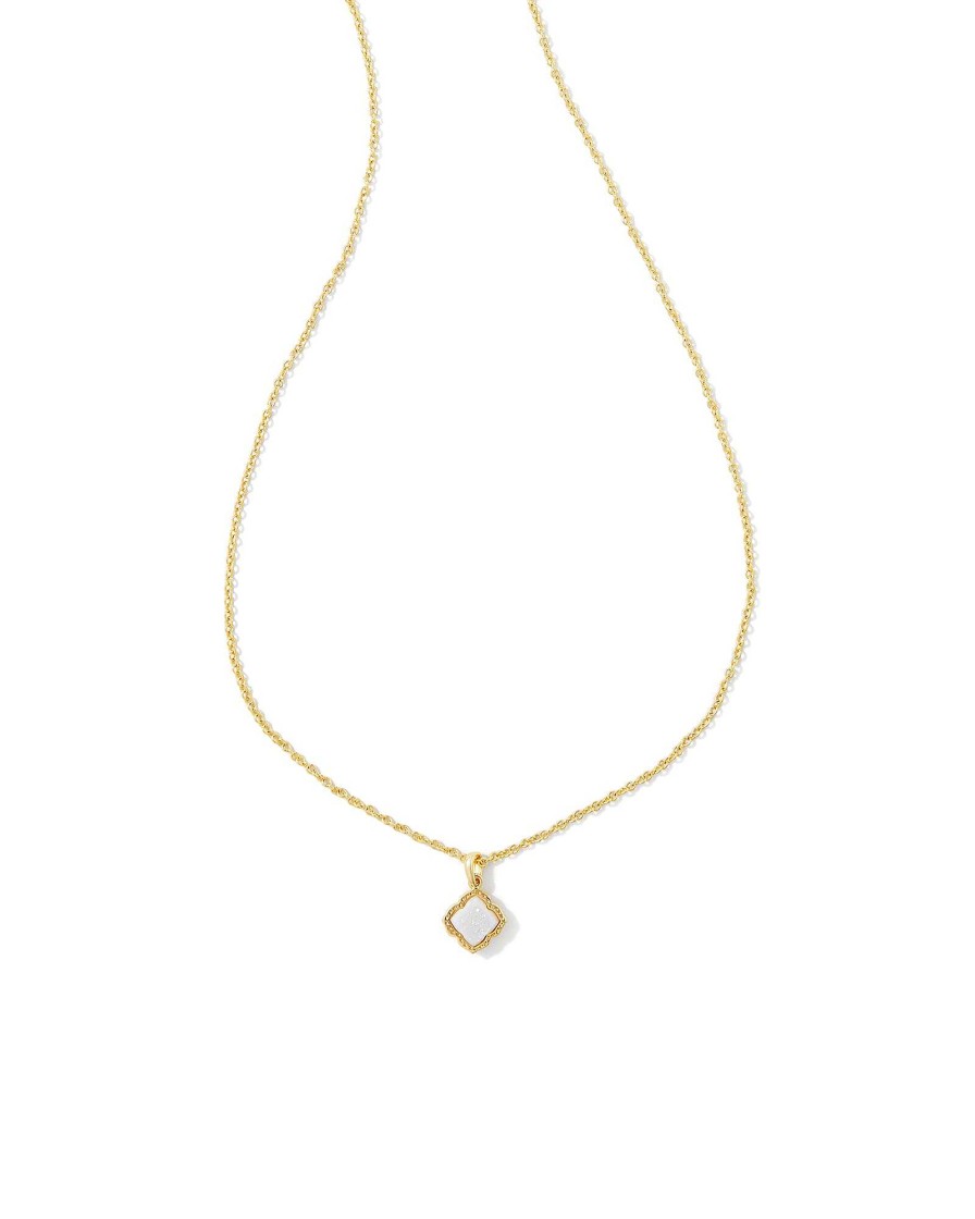 Kendra Scott Necklaces | Mallory Gold Small Short Pendant Necklace In Iridescent Drusy