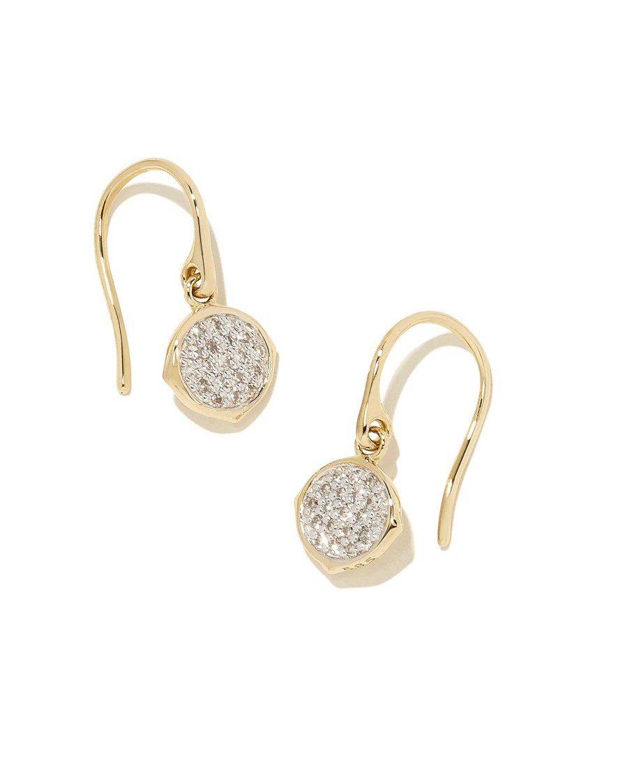 Kendra Scott Earrings | Matilda 14K Yellow Gold Drop Earrings In White Diamond