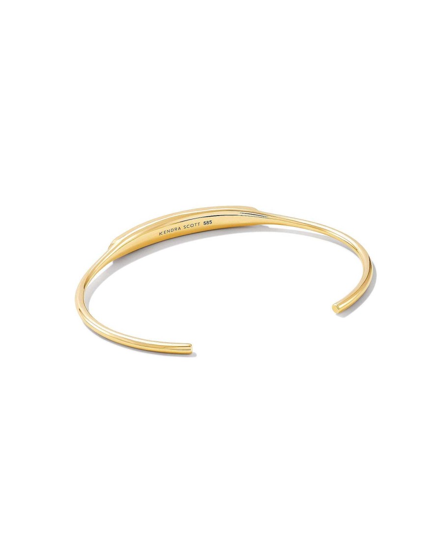 Kendra Scott Bracelets | Marisa 14K Yellow Gold Statement Cuff Bracelet In White Diamond