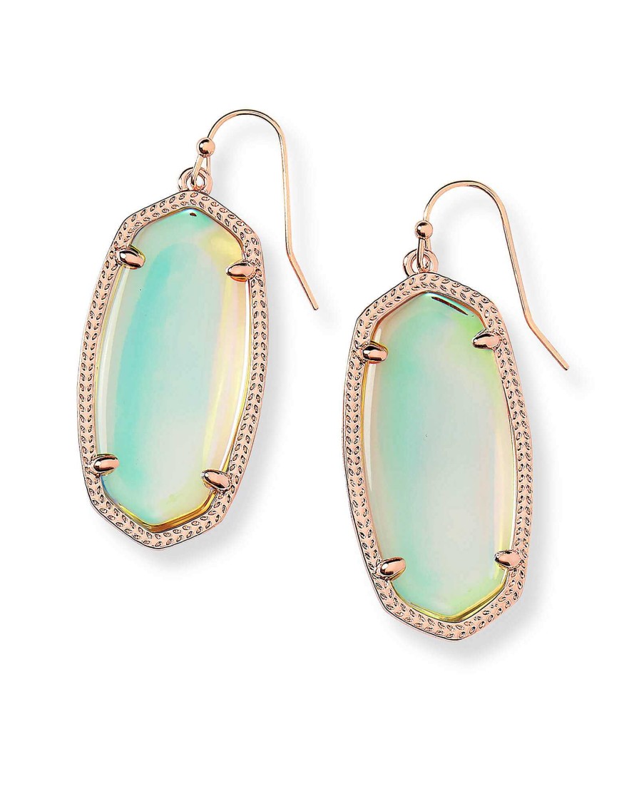 Kendra Scott Earrings | Elle Rose Gold Drop Earrings In Dichroic Glass