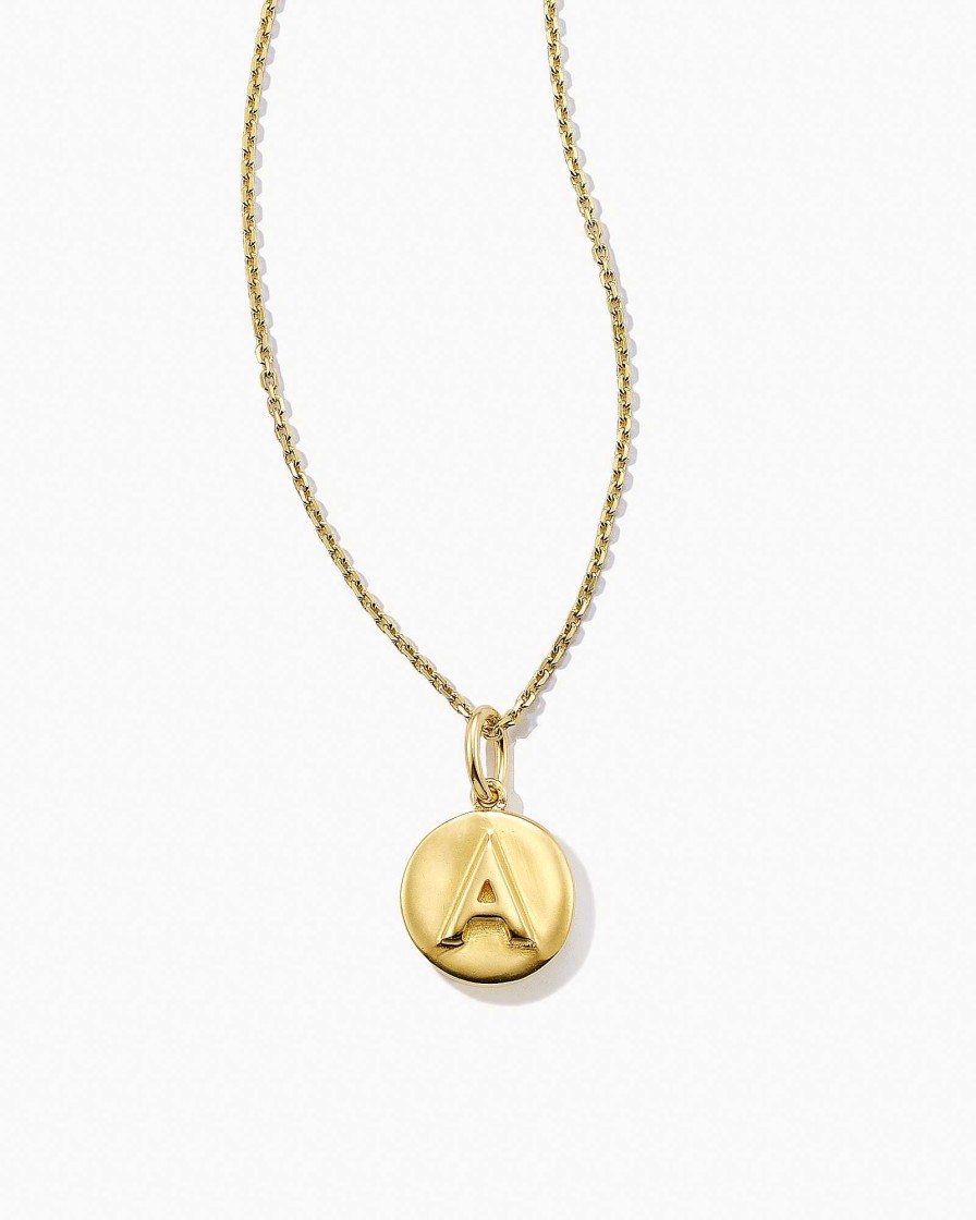 Kendra Scott Necklaces | Letter A Coin Pendant Necklace In 18K Gold Vermeil