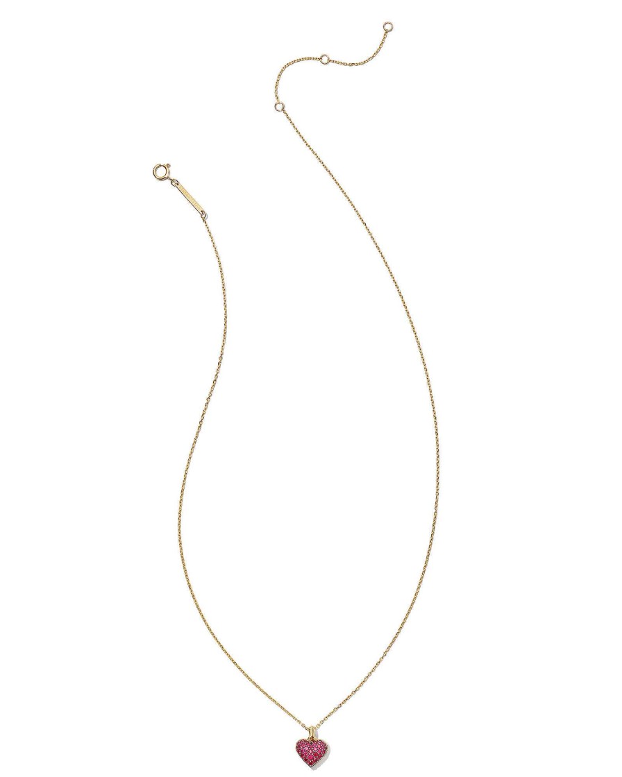 Kendra Scott Necklaces | Madeline 14K Yellow Gold Pendant Necklace In Ruby