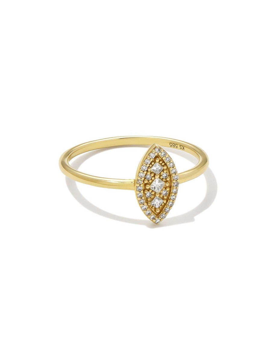 Kendra Scott Rings | Vivianne 14K Yellow Gold Band Ring In White Diamond