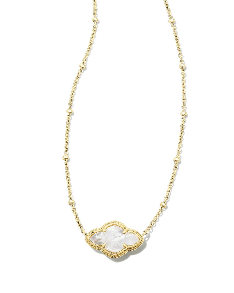 Kendra Scott Necklaces | Abbie Gold Pendant Necklace In Ivory Mother-Of-Pearl