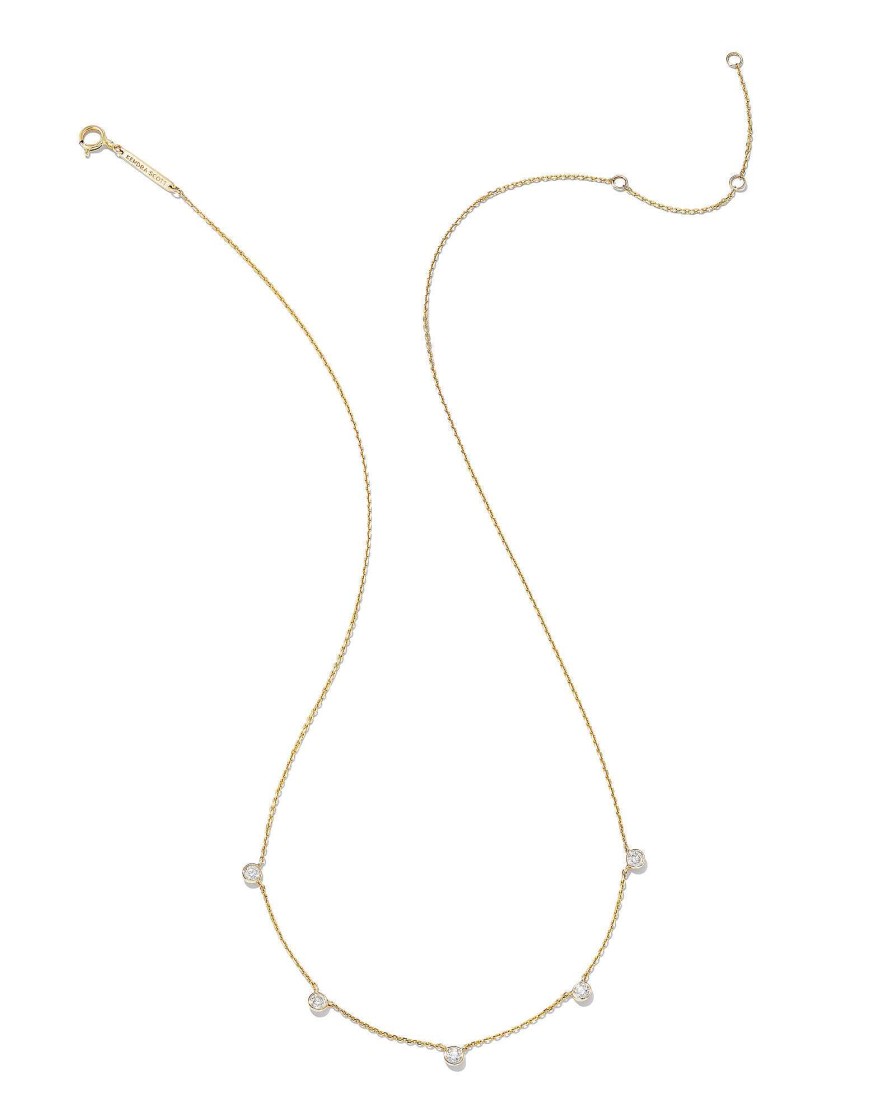 Kendra Scott Necklaces | Audrey 14K Yellow Gold Strand Necklace In White Diamond