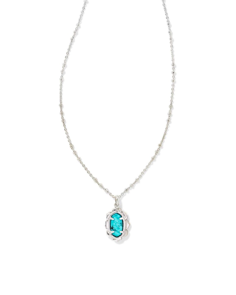 Kendra Scott Necklaces | Piper Silver Pendant Necklace In Variegated Turquoise Magnesite