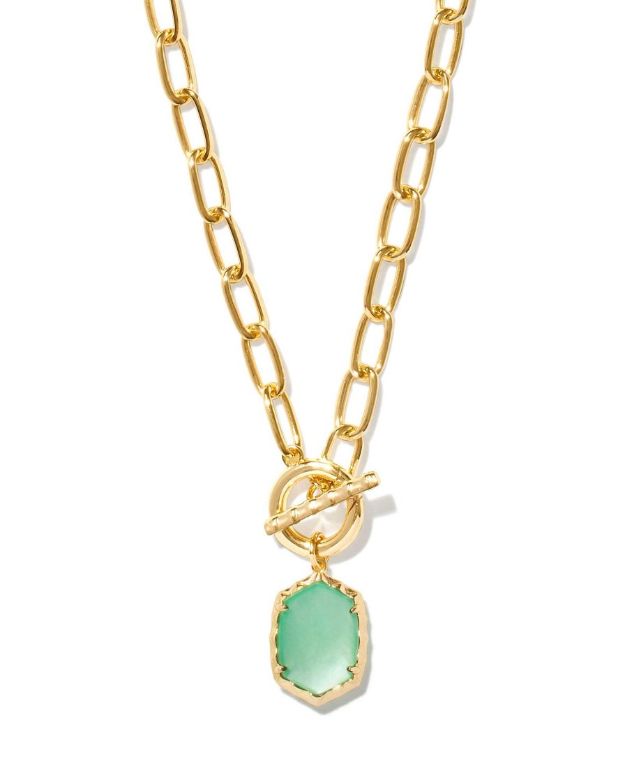 Kendra Scott Necklaces | Daphne Convertible Gold Link And Chain Necklace In Light Green Mother-Of-Pearl