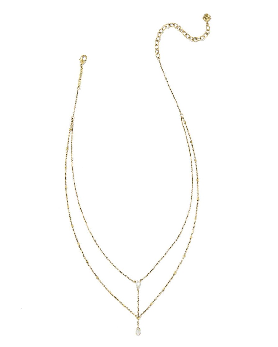 Kendra Scott Necklaces | Wrangler® X Yellow Rose By Kendra Scott Laurel Vintage Gold Multi Strand Necklace In Ivory Mother Of Pearl