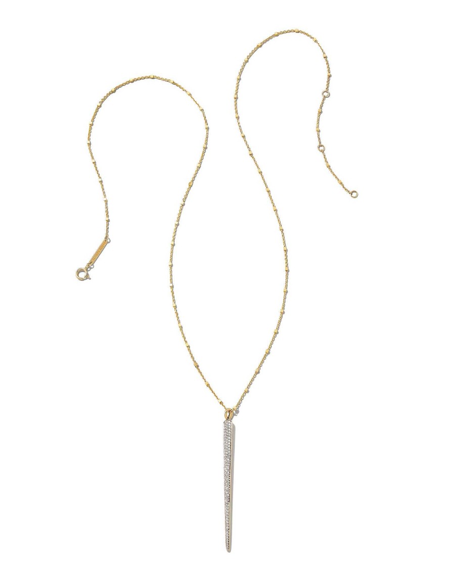 Kendra Scott Necklaces | Spike 14K Yellow Gold Statement Necklace In White Diamond