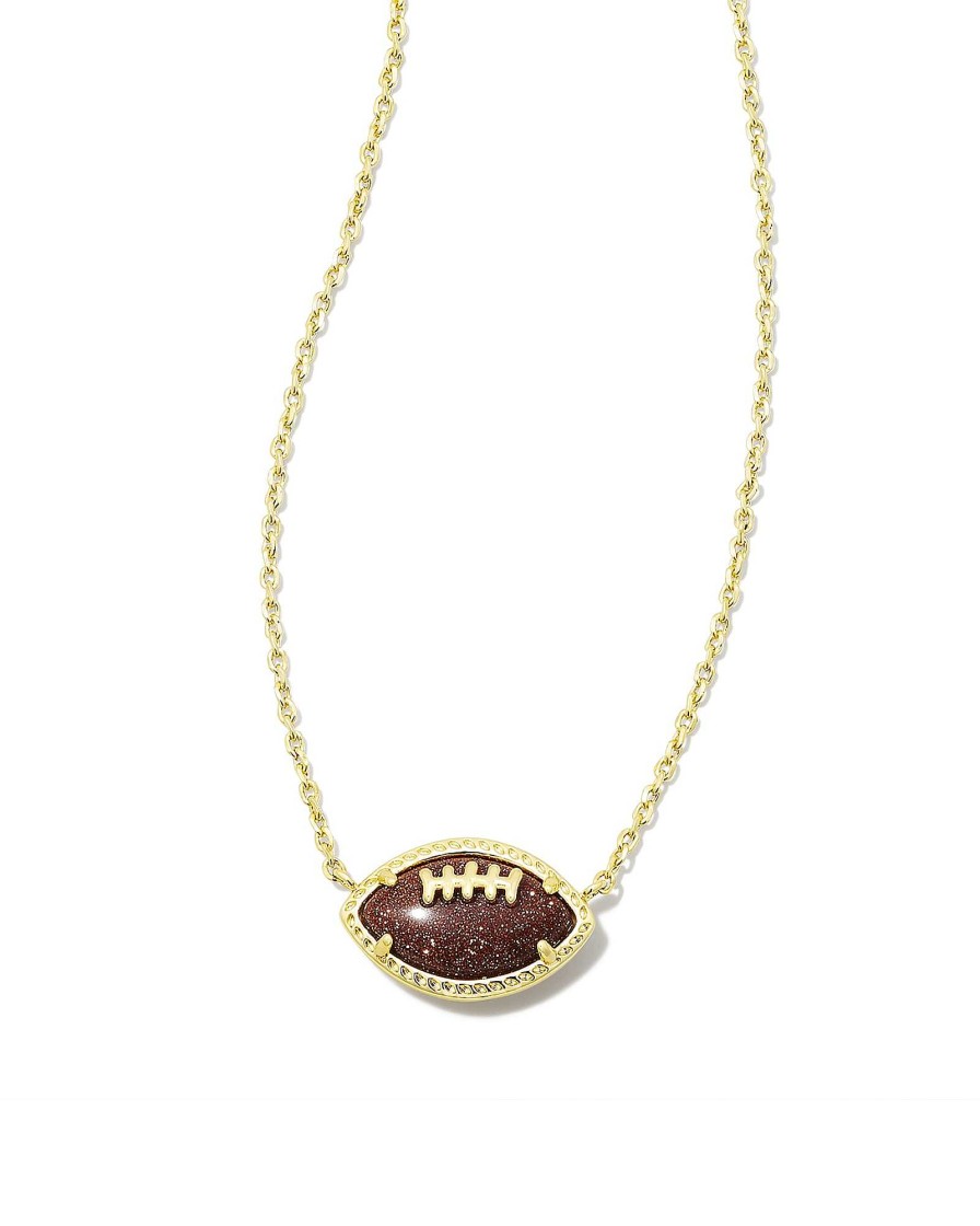 Kendra Scott Necklaces | Football Gold Short Pendant Necklace In Orange Goldstone