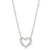 Kendra Scott Necklaces | Ari Heart Silver Pendant Necklace In White Crystal