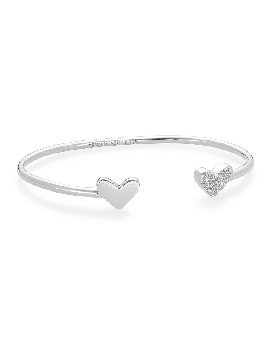 Kendra Scott Bracelets | Ari Heart Sterling Silver Cuff Bracelet In White Diamond