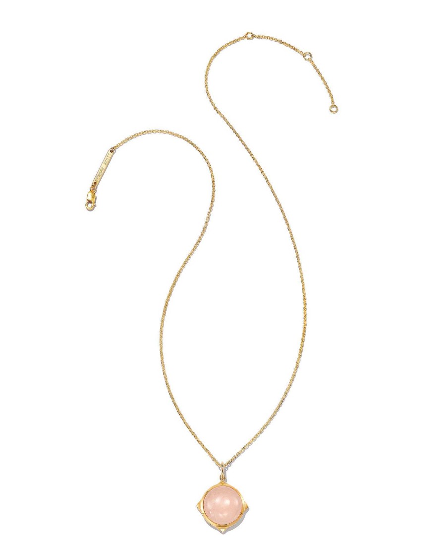 Kendra Scott Necklaces | Matilda 18K Gold Vermeil Stone Charm Necklace In Rose Quartz