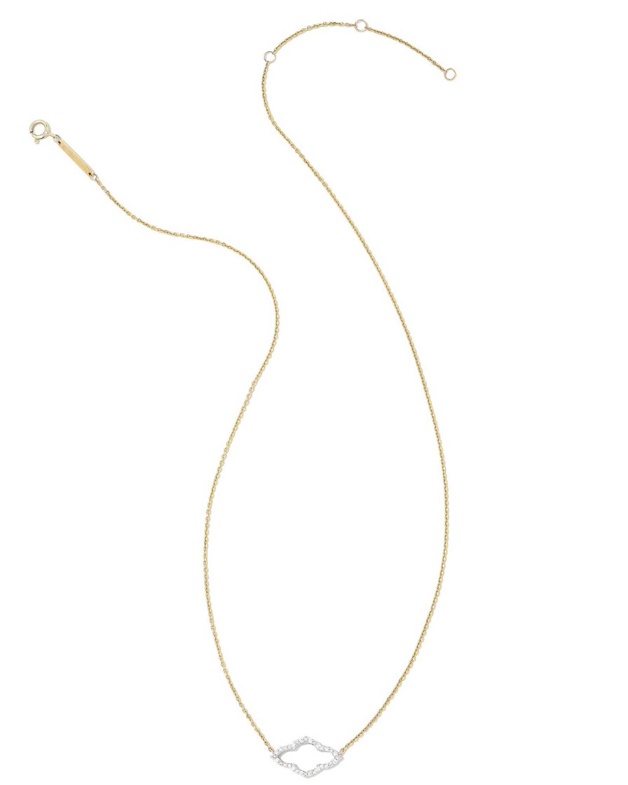 Kendra Scott Necklaces | Abbie 14K Yellow Gold Pendant Necklace In White Diamond