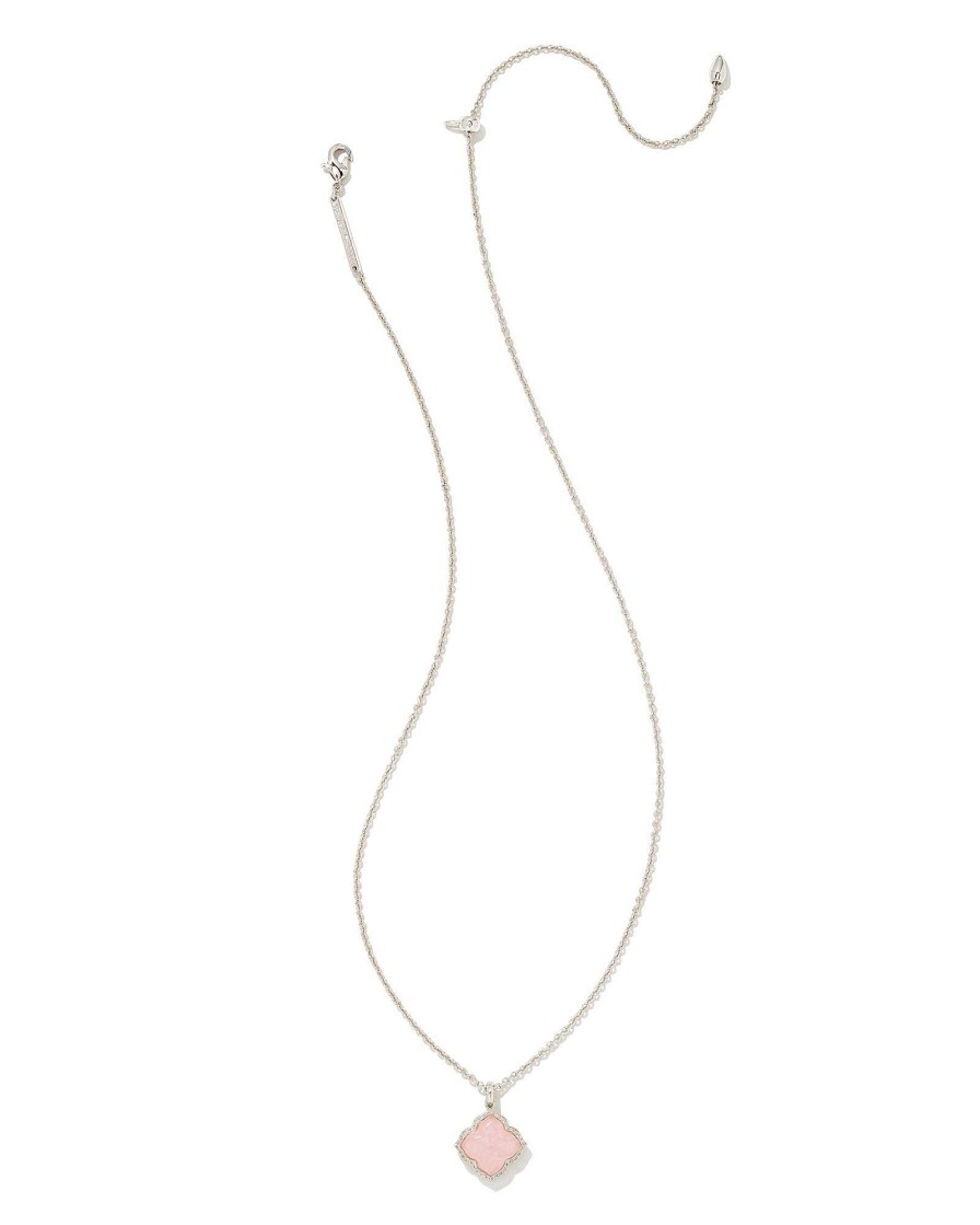 Kendra Scott Necklaces | Mallory Silver Pendant Necklace In Rose Quartz