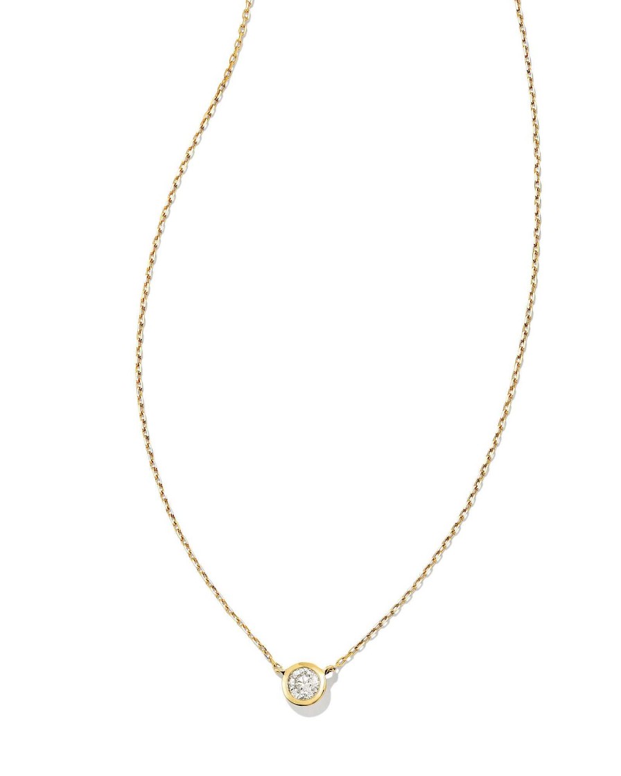 Kendra Scott Necklaces | Audrey 14K Yellow Gold Pendant Necklace In White Diamond, .15Ct