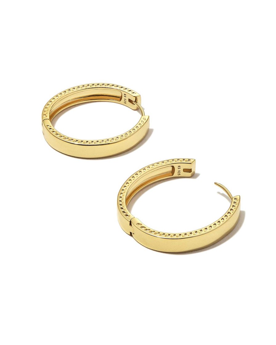 Kendra Scott Earrings | Flat Small 14Mm Hoop Earrings In 18K Gold Vermeil